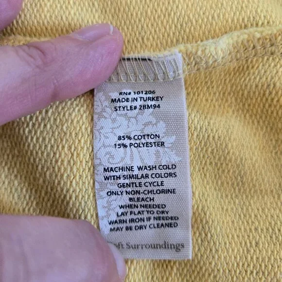 Soft Surroundings Yellow Hoodie Tunic Medium Drawstring Pockets Long Sleeve - Picture 9 of 10